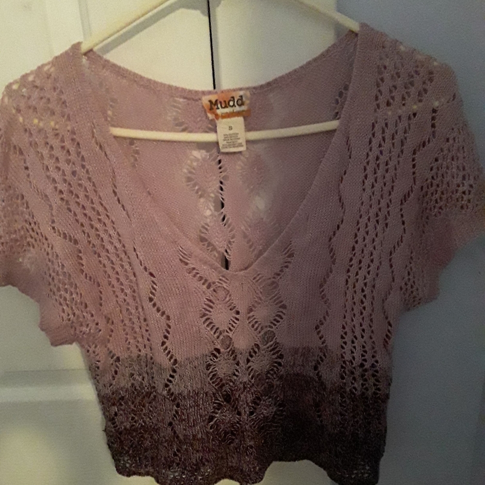 Mudd Knit Crop Top, Pink/Purple Ombre, Size S